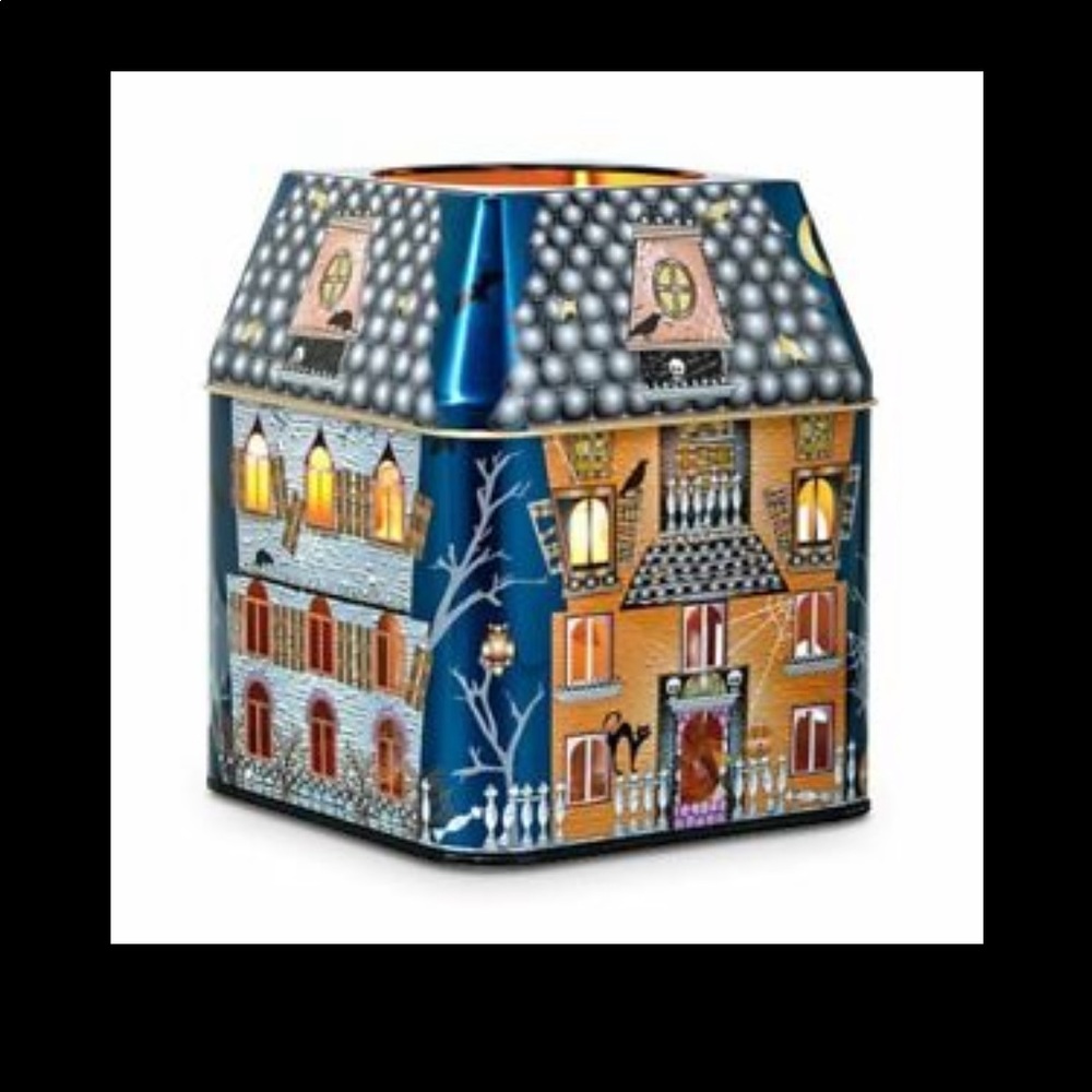 New partylite spooky house 3 wick jar tin